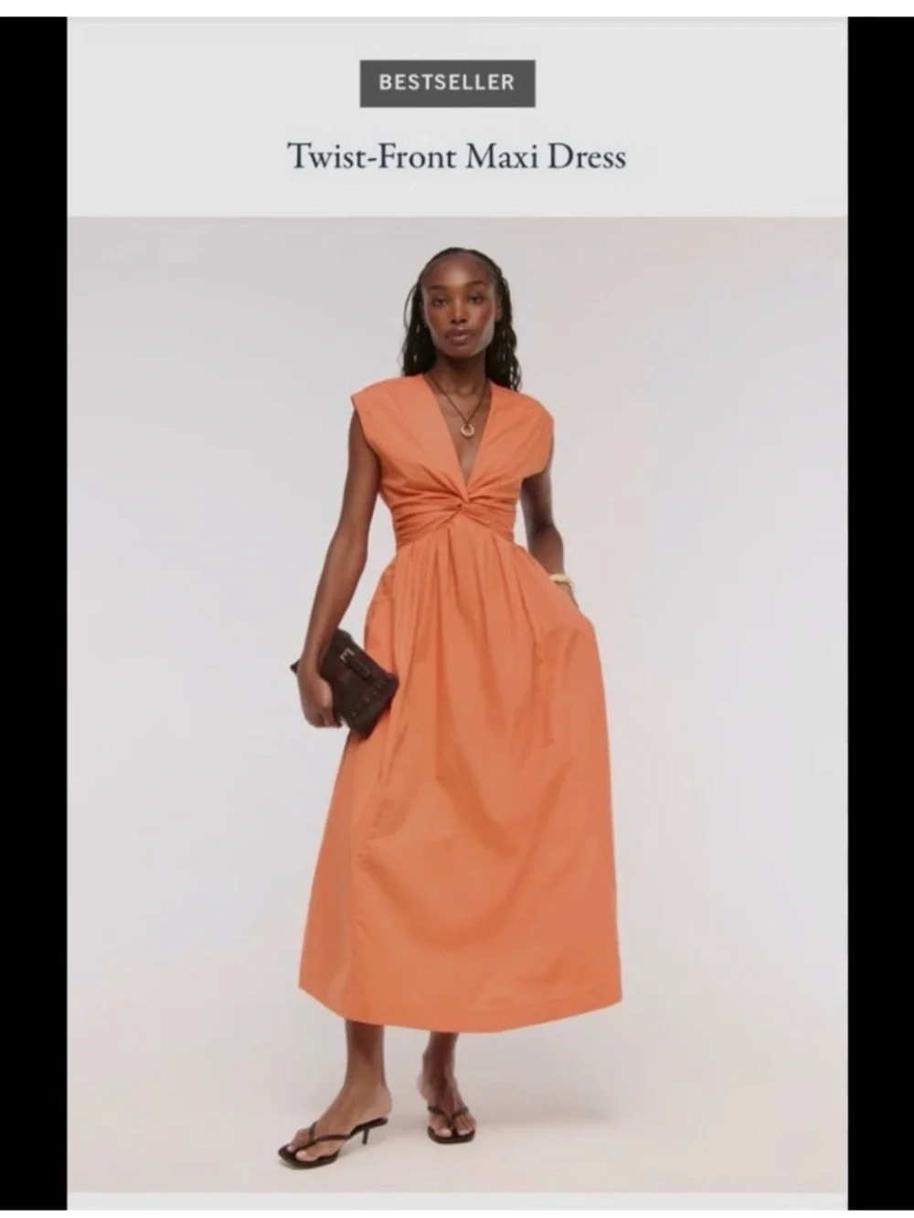 NEW Abercrombie & Fitch Orange Twist-Front Maxi Dress Cotton pockets LP vacation